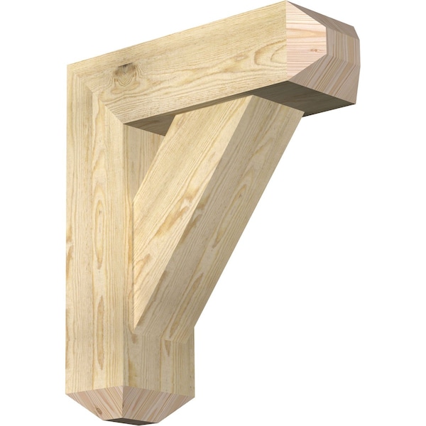 Ekena Millwork Traditional Craftsman Rough Sawn Bracket w/ Offset Brace, Douglas Fir, 8"W x 24"D x 28"H BKT0806X24X28TRA04RDF - main